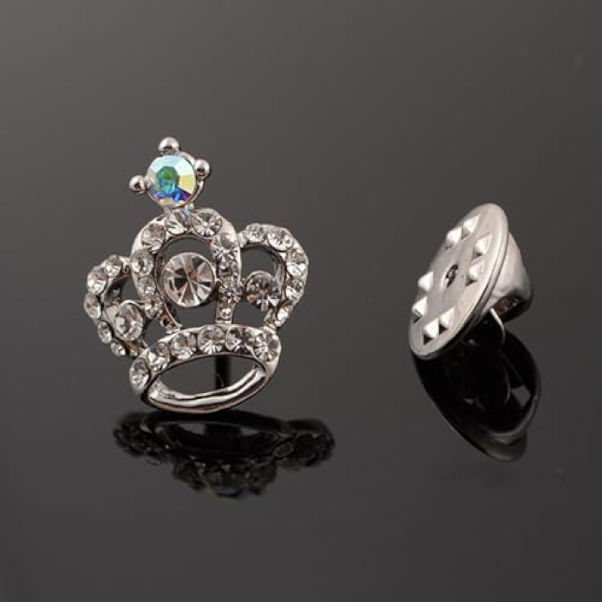 Gold Crystal Rhinestone Crown Brooch, Elegant Gift